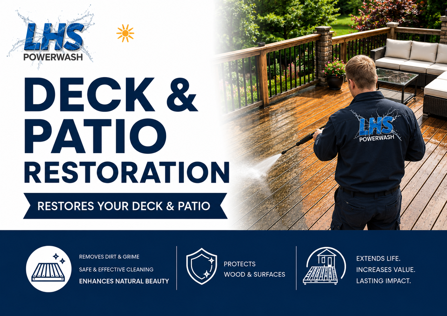 Professional deck and patio cleaning by LHS Powerwash in Utah