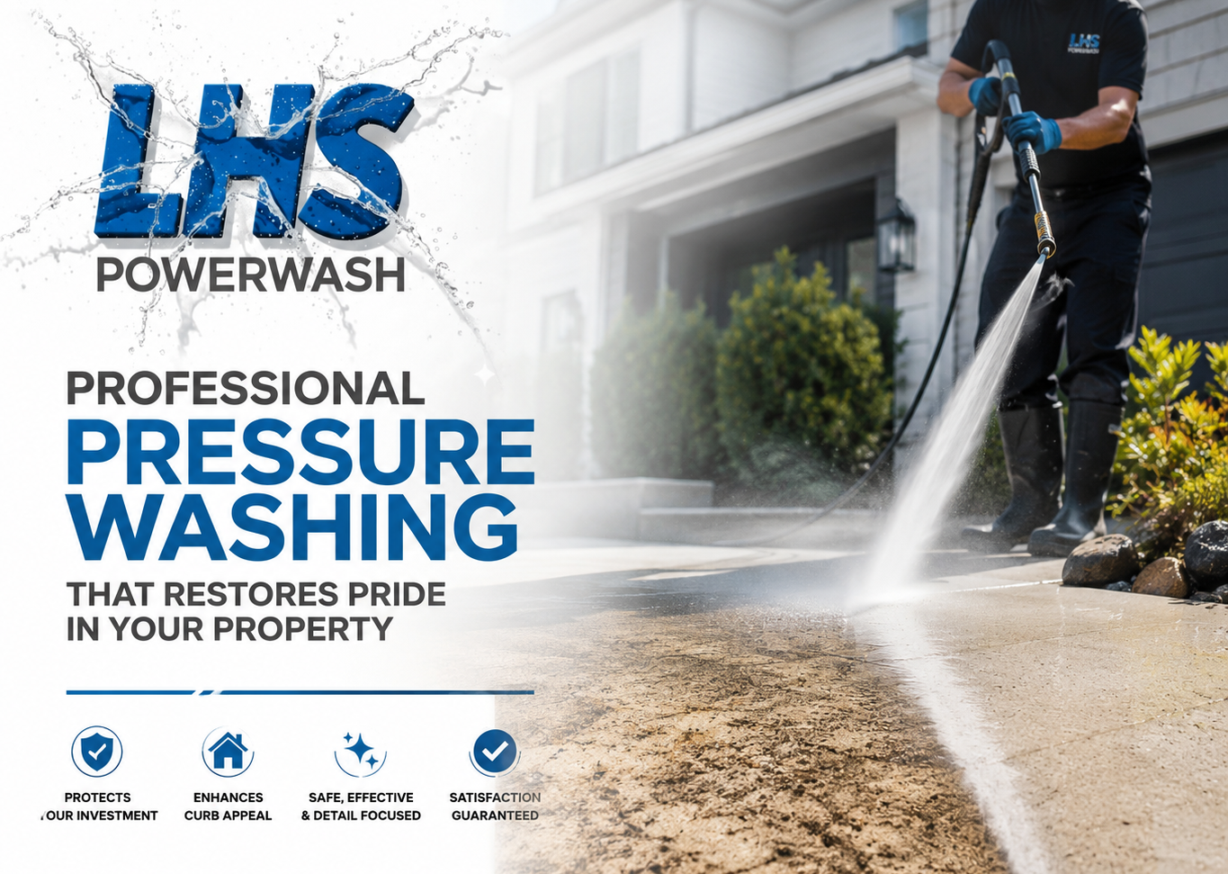 Professional pressure washing before and after results restoring curb appeal