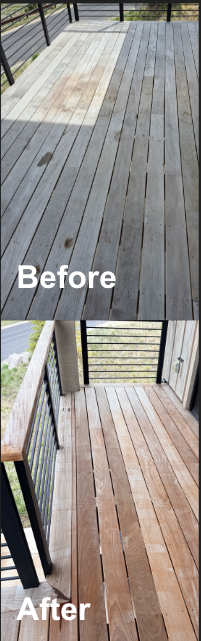 Before and after deck cleaning in Eagle Mountain Utah by LHS Powerwash