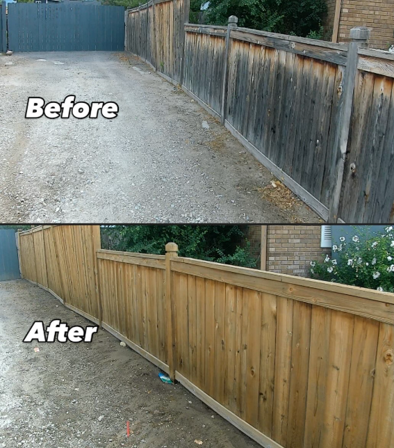 Before and after fence cleaning in Holladay Utah by LHS Powerwash