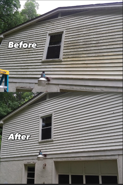 Before and after house washing in Herriman Utah by LHS Powerwash