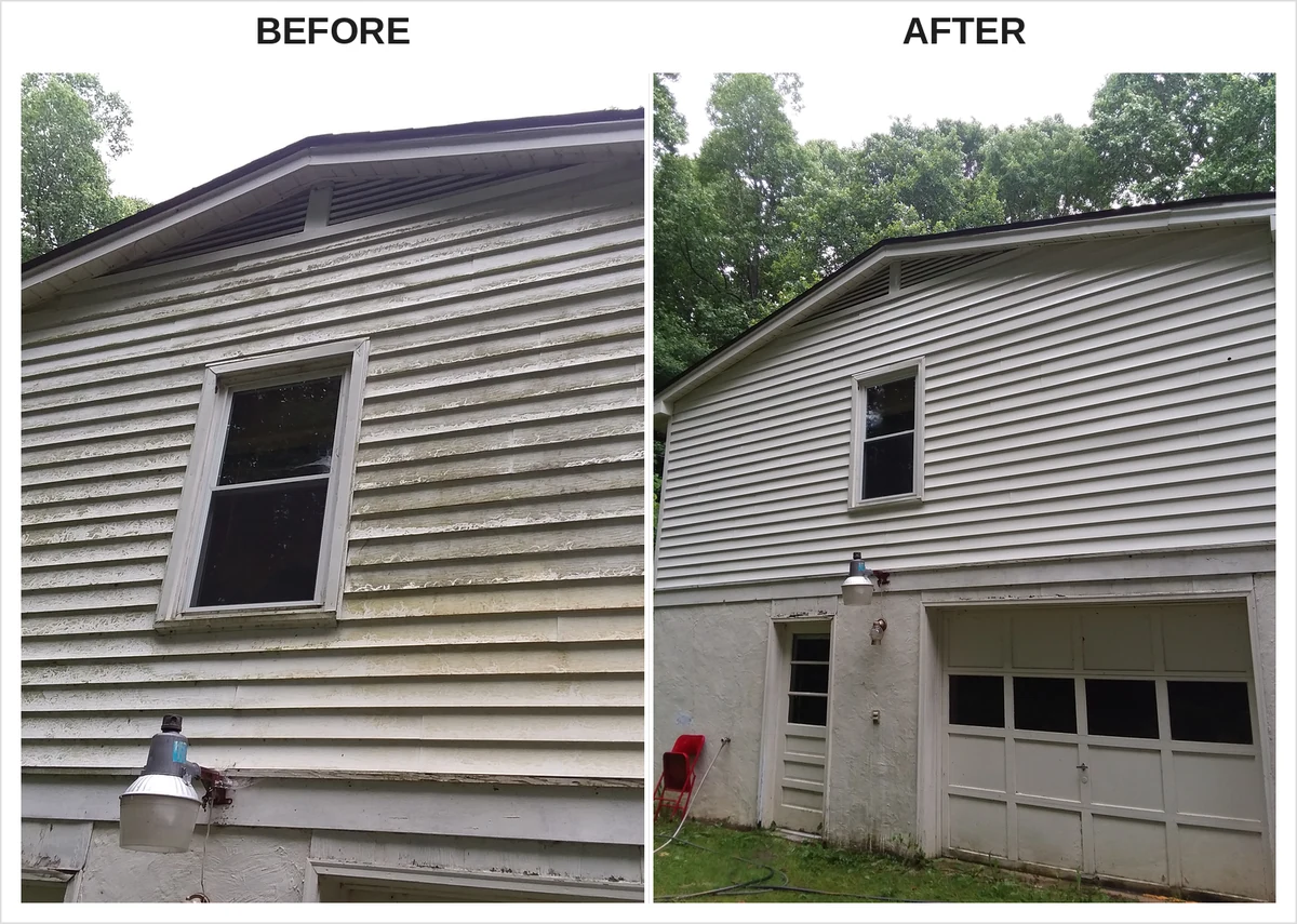 Before and after house washing in Millcreek Utah by LHS Powerwash